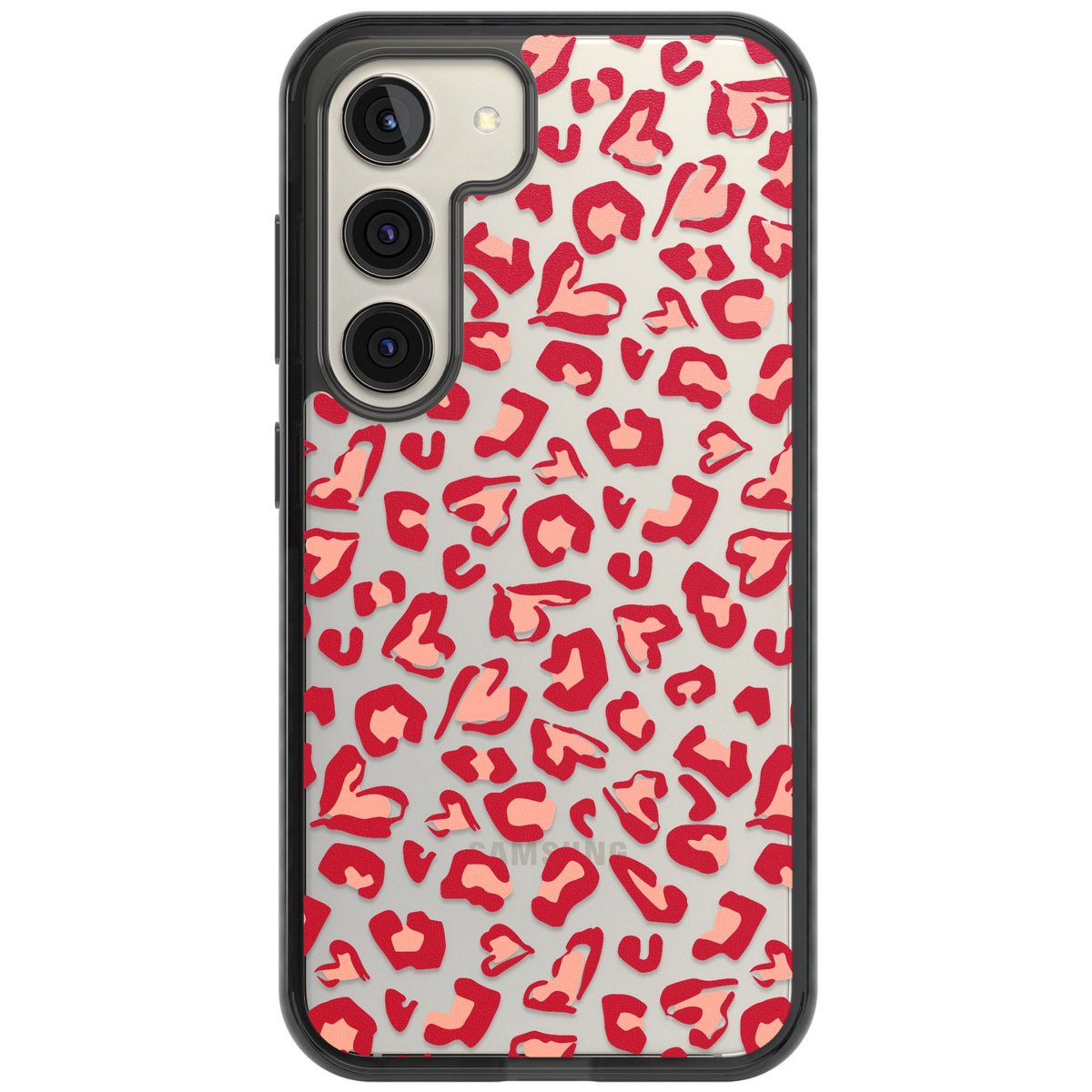 Heart Leopard Print Samsung S22 / Samsung S22 Plus / Samsung S23 / Samsung S23 Plus / Samsung S24 / Samsung S24 Plus Impact Black Phone Case front