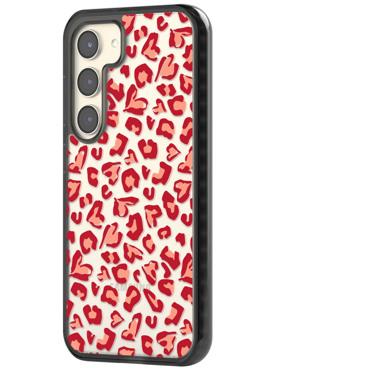 Heart Leopard Print Samsung S22 / Samsung S22 Plus / Samsung S23 / Samsung S23 Plus / Samsung S24 / Samsung S24 Plus Impact Black Phone Case side