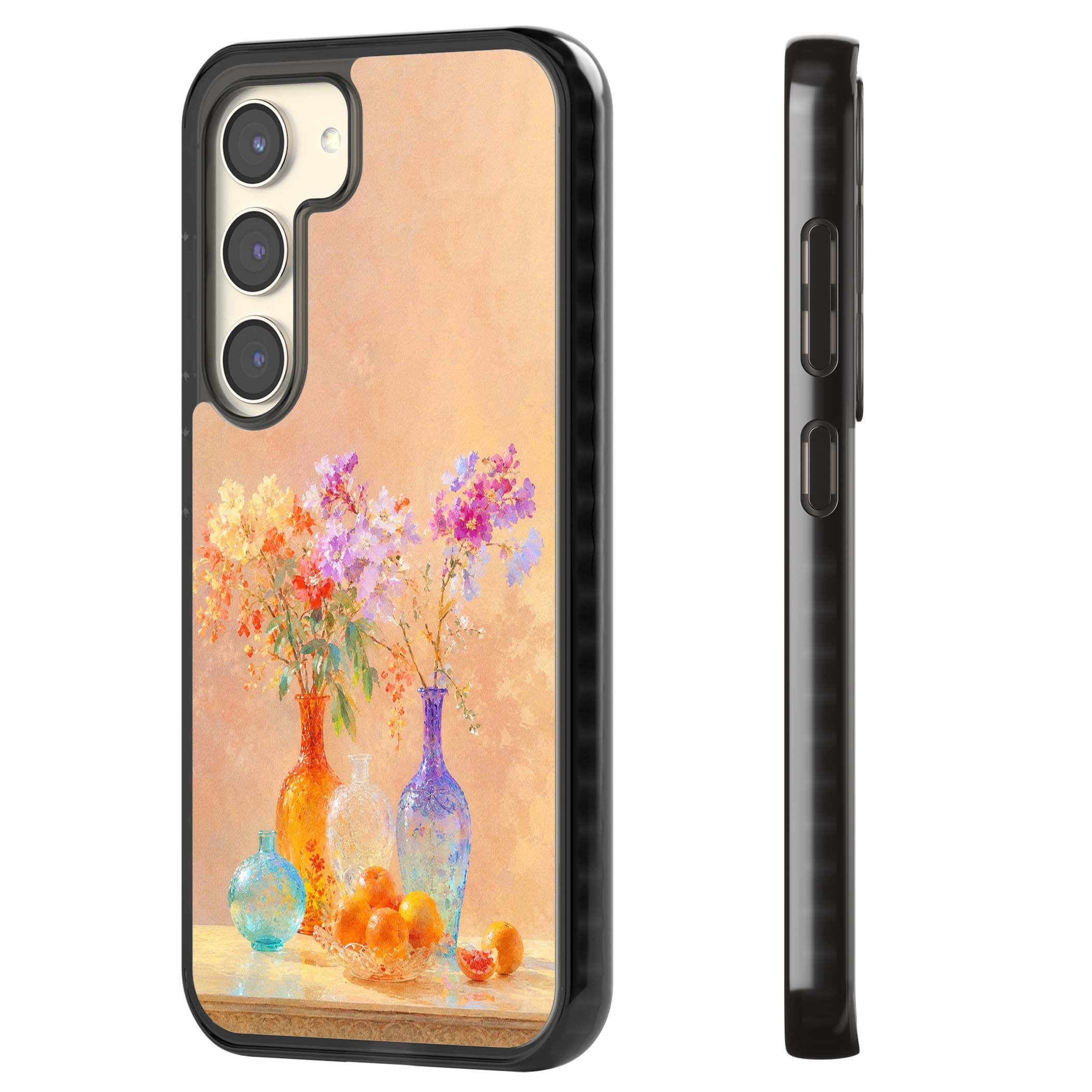 Peach Glass art iPhone case | Black Impact case for Samsung Galaxy S24, Samsung Galaxy S23, Samsung Galaxy S22