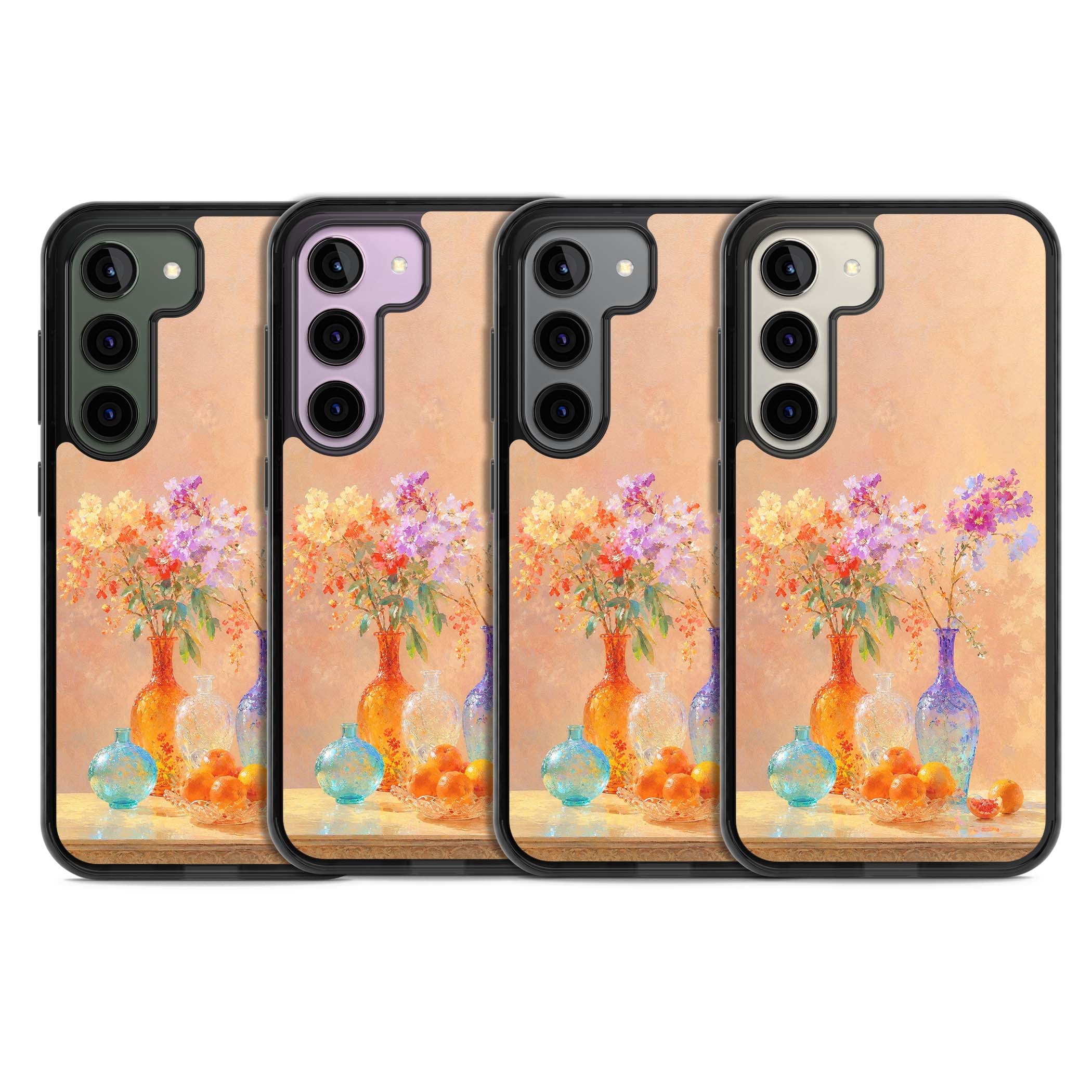 Peach Glass art iPhone case | Black Impact case for Samsung Galaxy S24, Samsung Galaxy S23, Samsung Galaxy S22