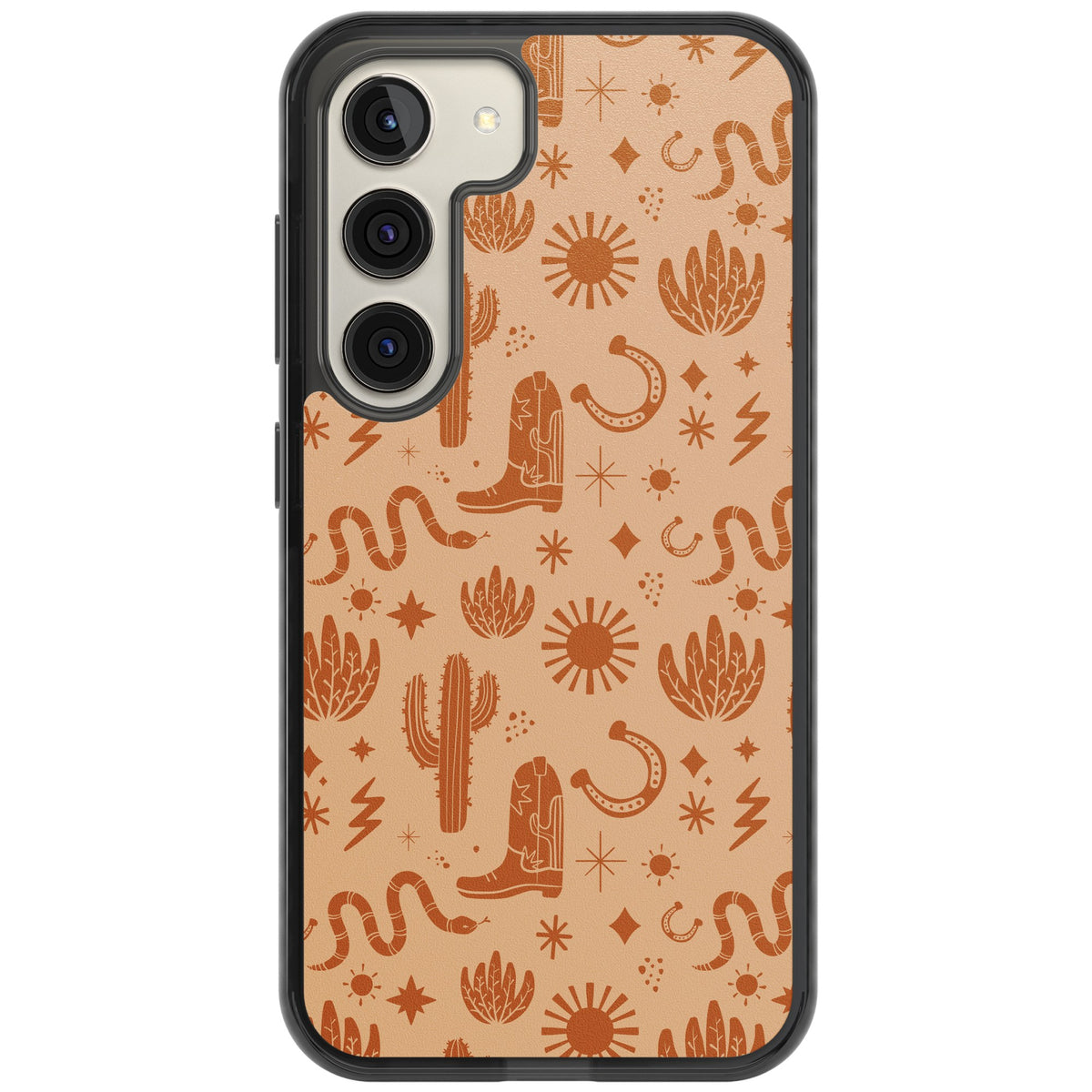 Wild West Pattern Samsung S22 / Samsung S22 Plus / Samsung S23 / Samsung S23 Plus / Samsung S24 / Samsung S24 Plus Impact Black Phone Case front
