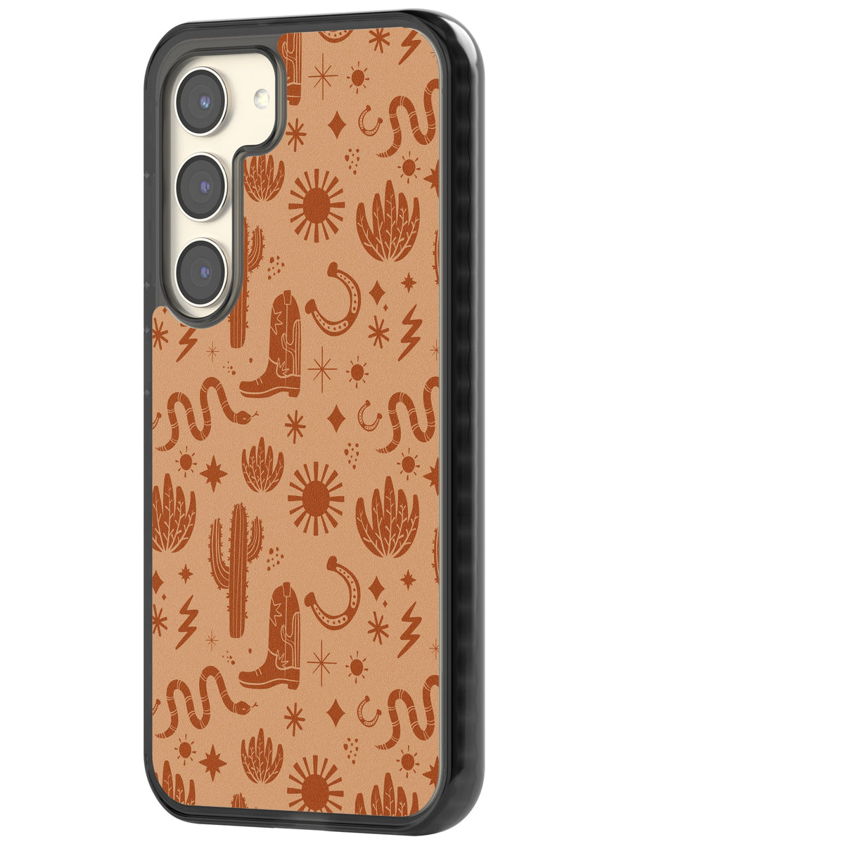 Wild West Pattern Samsung S22 / Samsung S22 Plus / Samsung S23 / Samsung S23 Plus / Samsung S24 / Samsung S24 Plus Impact Black Phone Case side