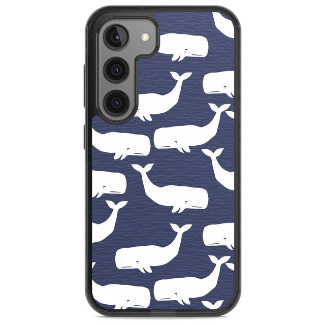 Cute Whales Phone Case Samsung S22 / Black Impact Case,Samsung S23 / Black Impact Case Blanc Space