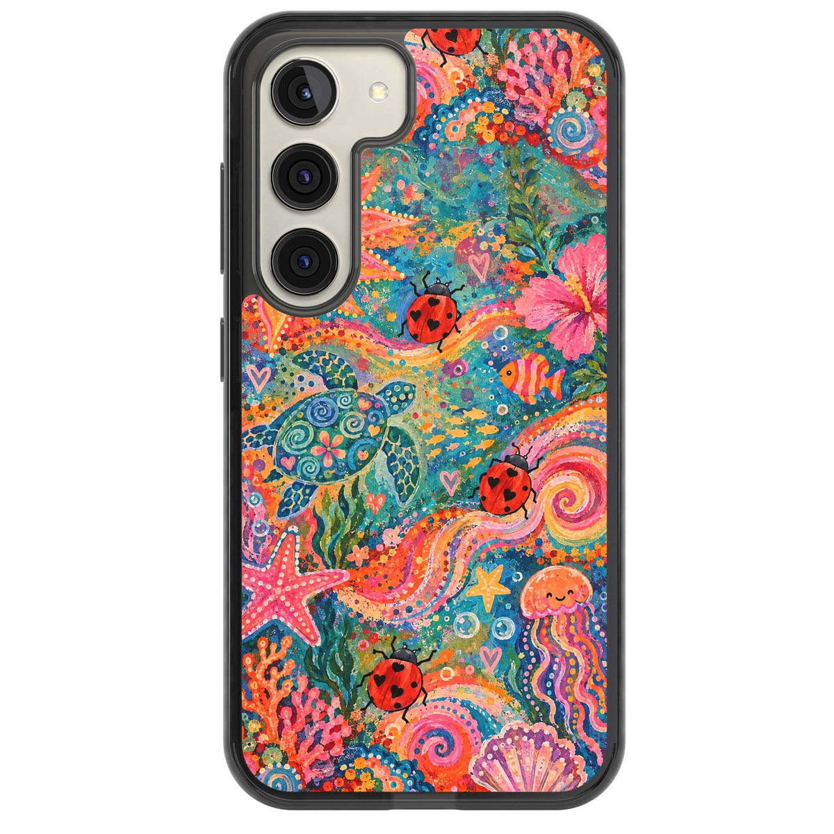 Coral Whimsy for her iPhone case | Black Impact case for Samsung Galaxy S24, Samsung Galaxy S23, Samsung Galaxy S22