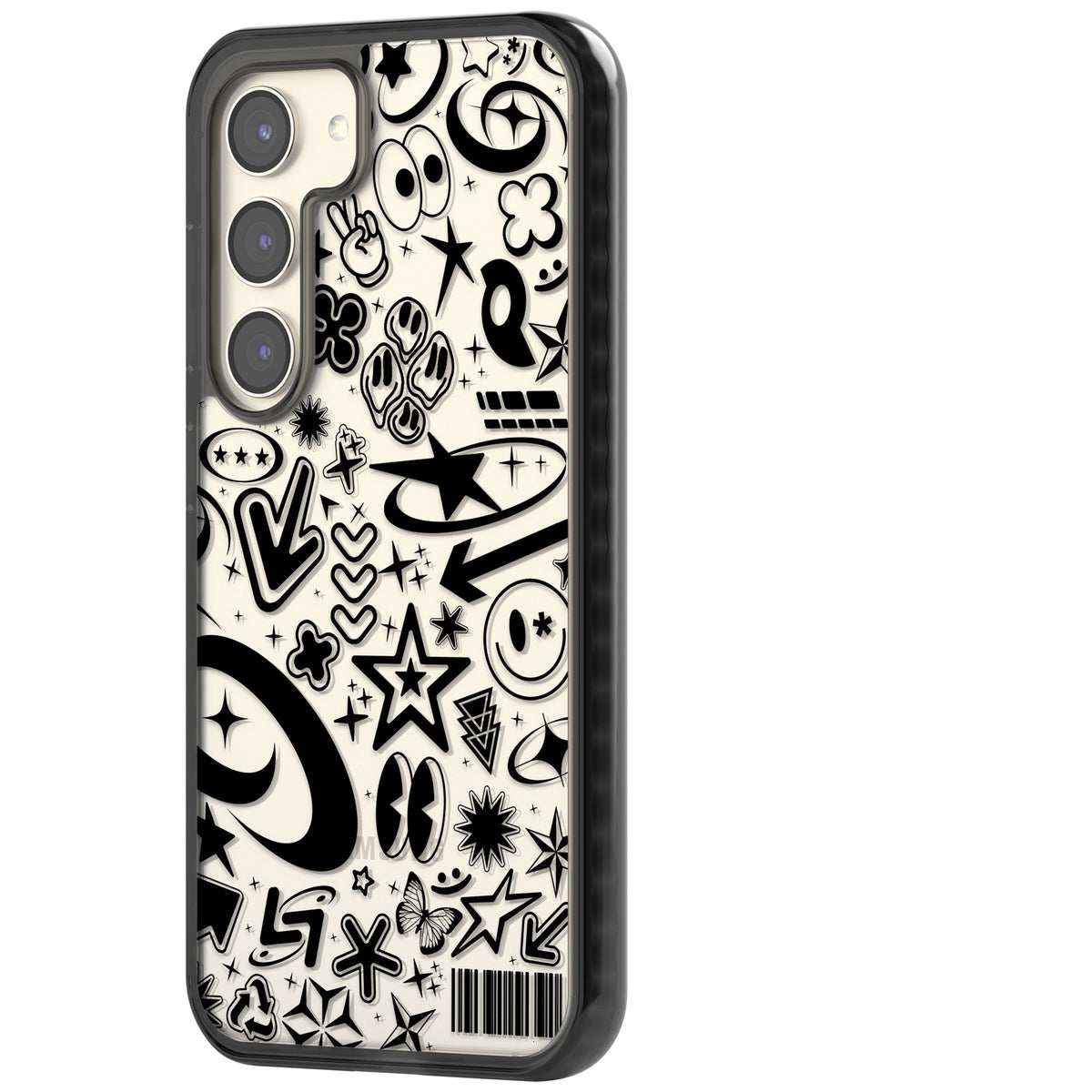 Black Y2K Pattern Samsung S22 / Samsung S22 Plus / Samsung S23 / Samsung S23 Plus / Samsung S24 / Samsung S24 Plus Impact Black Phone Case side