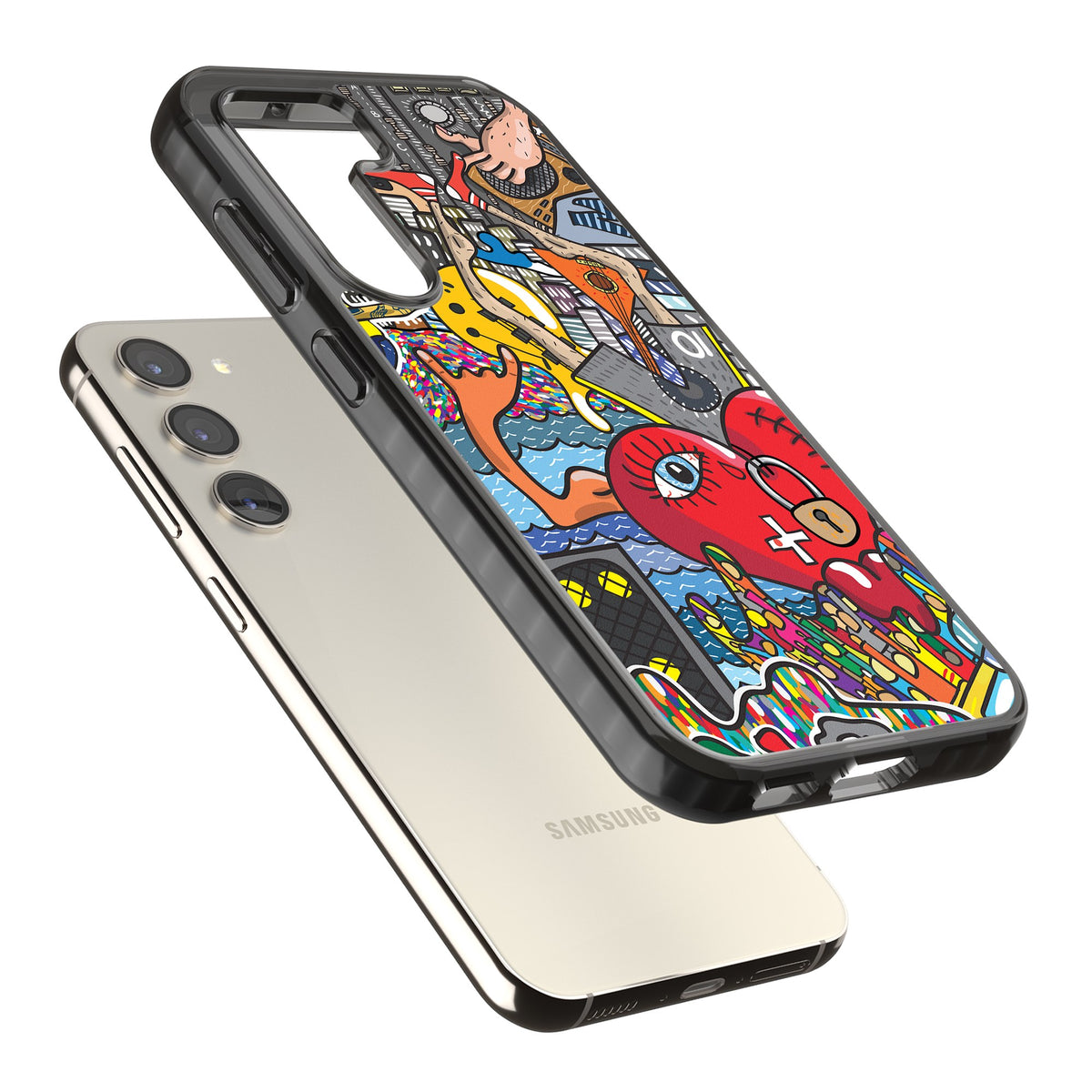 Crowd Tsunami Samsung S22 / Samsung S22 Plus / Samsung S23 / Samsung S23 Plus / Samsung S24 / Samsung S24 Plus Impact Black Phone Case angled