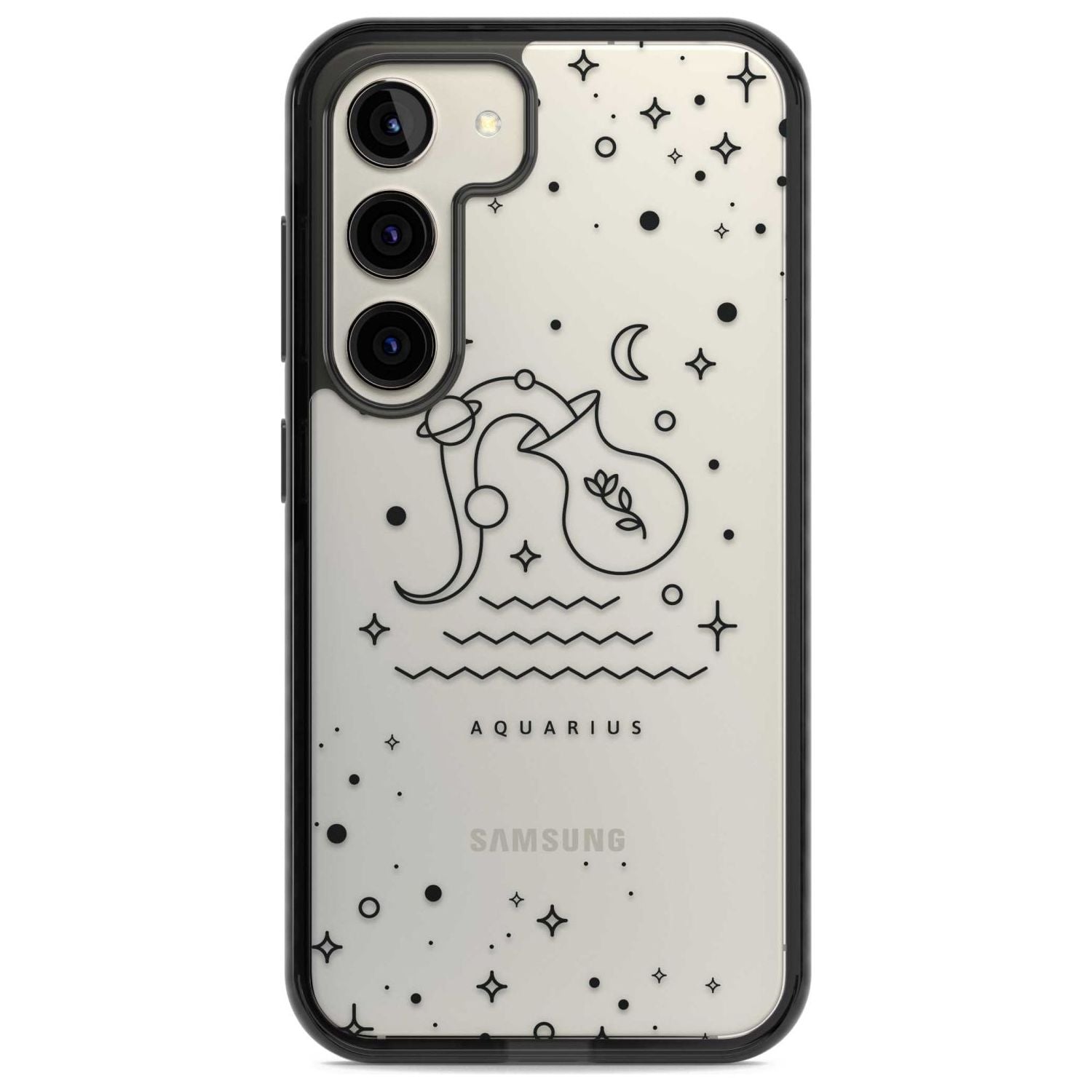 Aquarius Emblem - Transparent Design Phone Case Samsung S22 / Black Impact Case,Samsung S23 / Black Impact Case Blanc Space