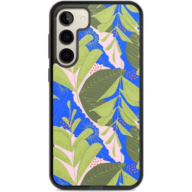 Fern Leaves Abstract Pattern Phone Case Samsung S22 Plus / Black Impact Case,Samsung S23 Plus / Black Impact Case Blanc Space