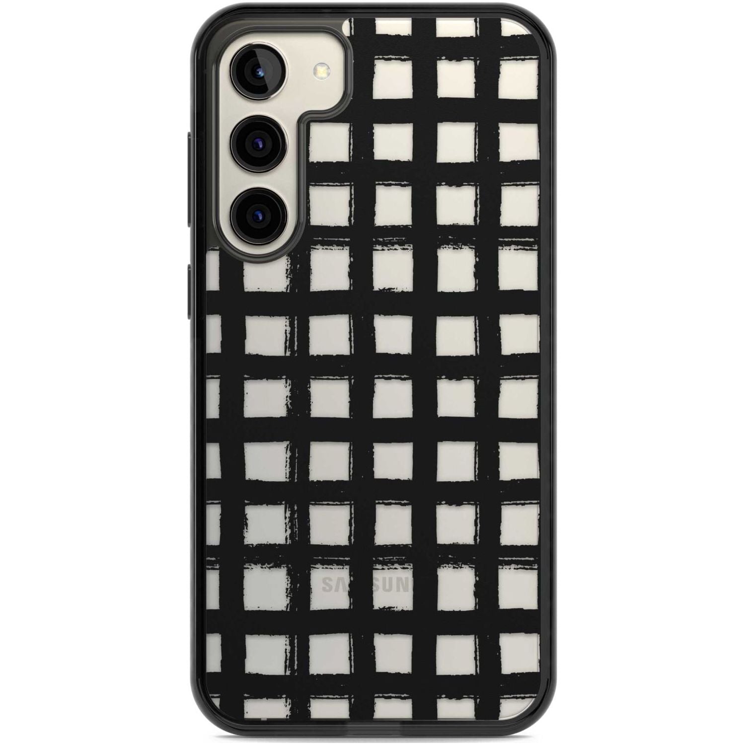 Messy Black Grid - Clear Phone Case Samsung S22 Plus / Black Impact Case,Samsung S23 Plus / Black Impact Case Blanc Space