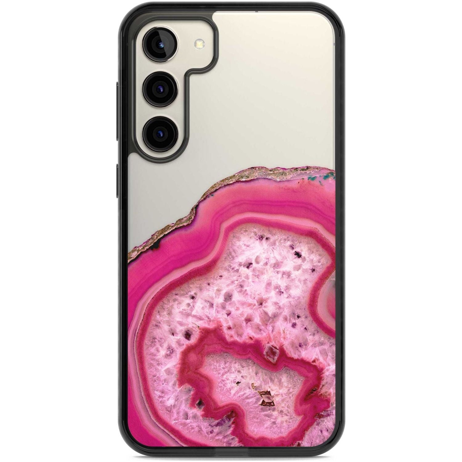 Bright Pink Gemstone Crystal Clear Design Phone Case Samsung S22 Plus / Black Impact Case,Samsung S23 Plus / Black Impact Case Blanc Space