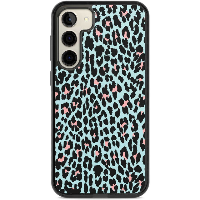 Light Pink on Blue Leopard Print Pattern Phone Case Samsung S22 Plus / Black Impact Case,Samsung S23 Plus / Black Impact Case Blanc Space
