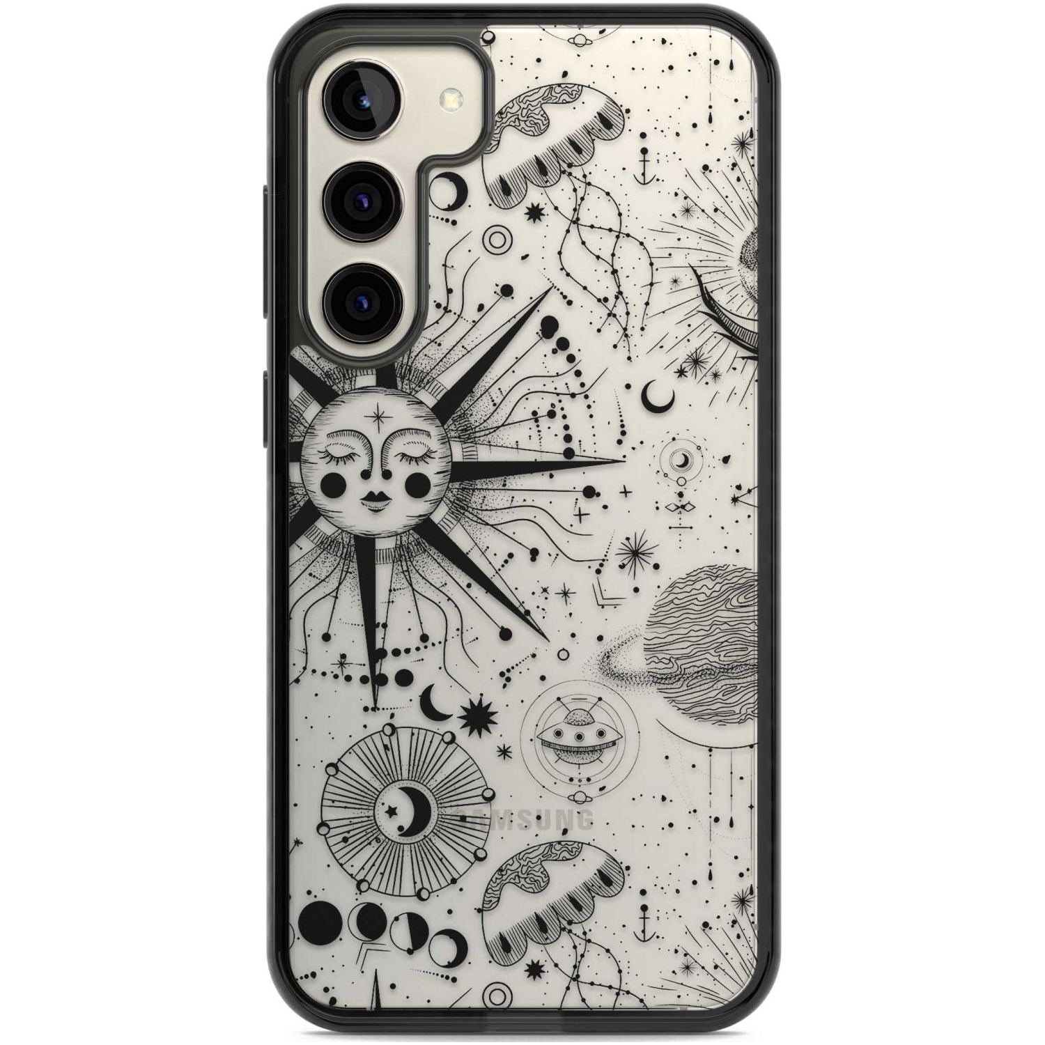 Large Sun Vintage Astrological Phone Case Samsung S22 Plus / Black Impact Case,Samsung S23 Plus / Black Impact Case Blanc Space
