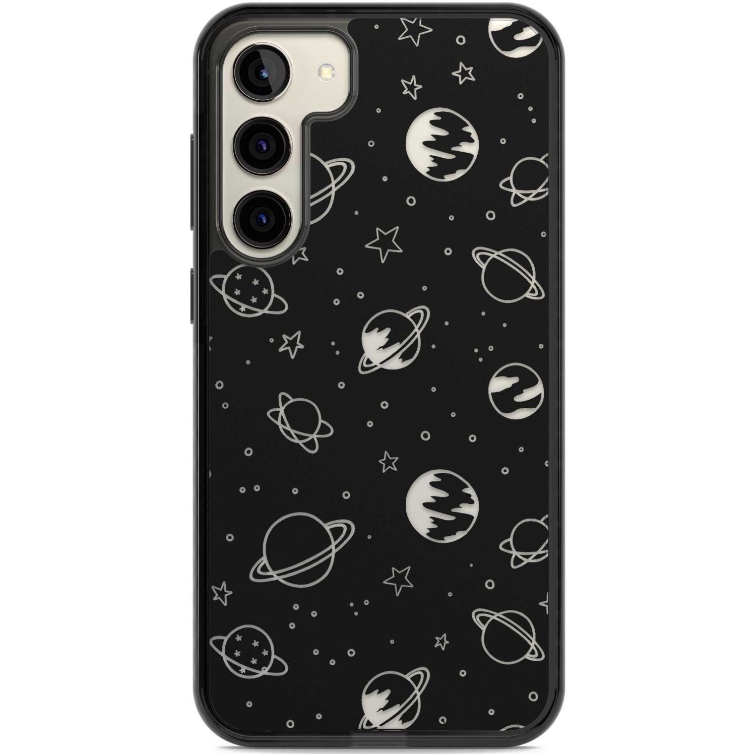 Cosmic Outer Space Design Clear on Black Phone Case Samsung S22 Plus / Black Impact Case,Samsung S23 Plus / Black Impact Case Blanc Space