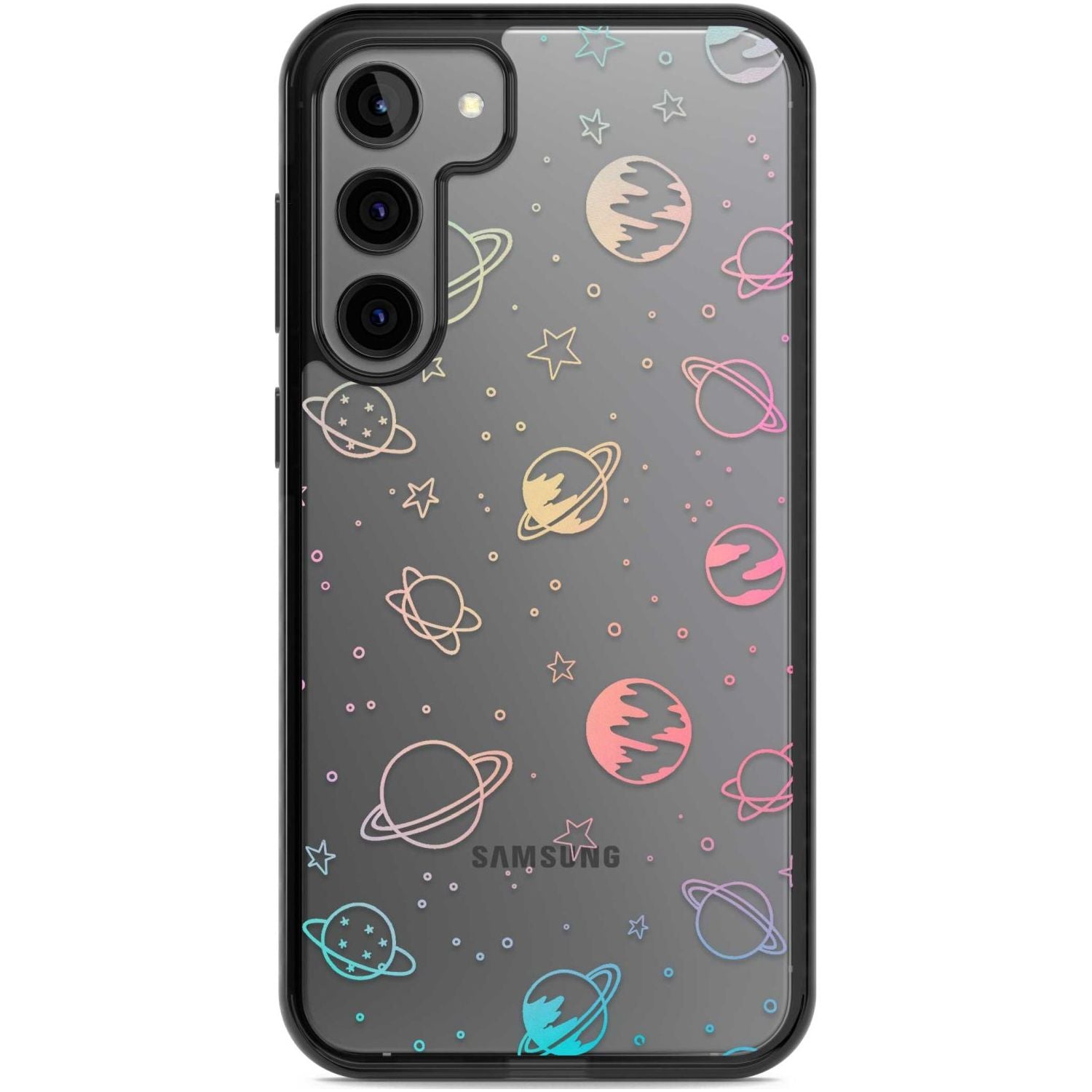 Cosmic Outer Space Design Pastels on Clear Phone Case Samsung S22 Plus / Black Impact Case,Samsung S23 Plus / Black Impact Case Blanc Space