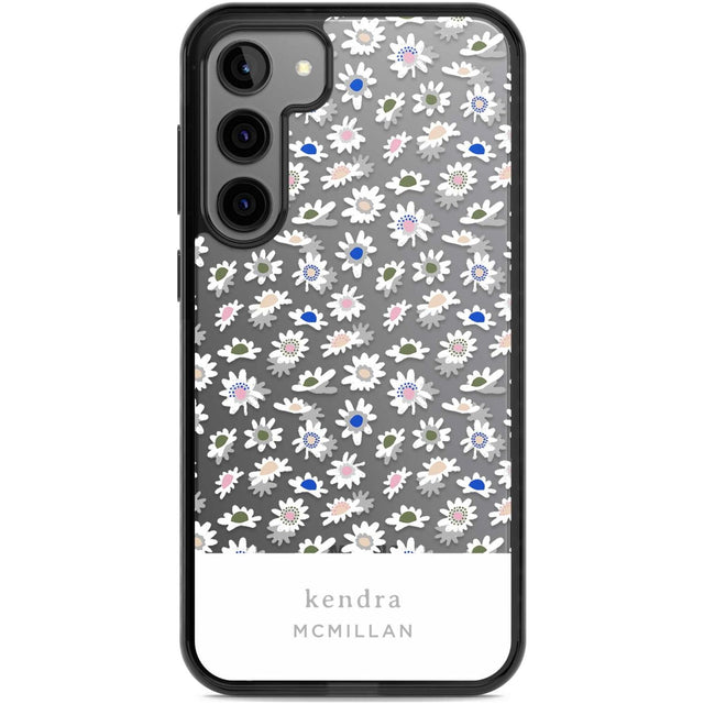 Personalised Grey & White Daisies Floral Design Custom Phone Case Samsung S22 Plus / Black Impact Case,Samsung S23 Plus / Black Impact Case Blanc Space