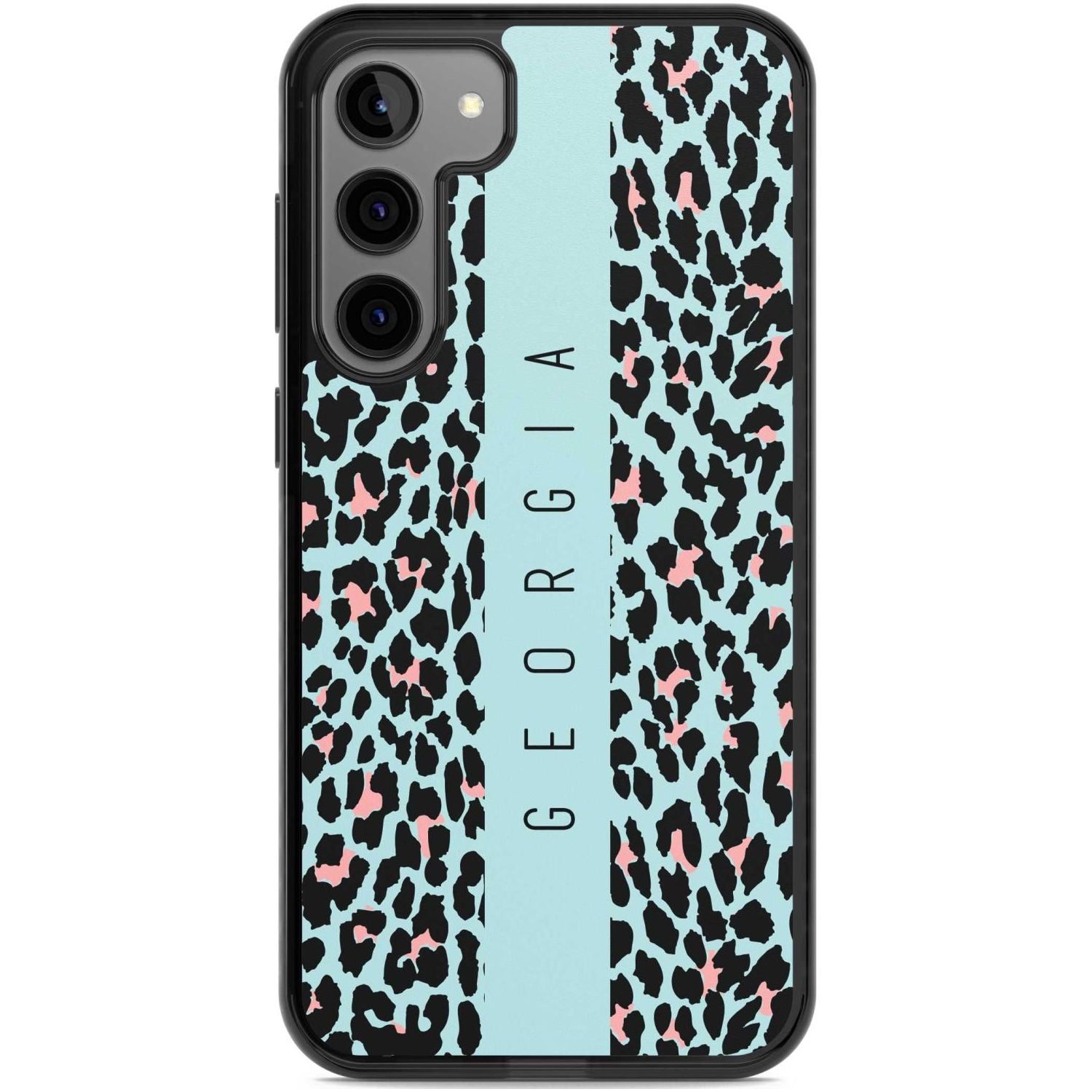 Personalised Blue Leopard Spots Custom Phone Case Samsung S22 Plus / Black Impact Case,Samsung S23 Plus / Black Impact Case Blanc Space