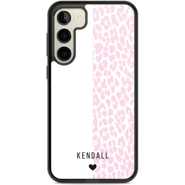 Personalised Pink & White Leopard Spots Custom Phone Case Samsung S22 Plus / Black Impact Case,Samsung S23 Plus / Black Impact Case Blanc Space