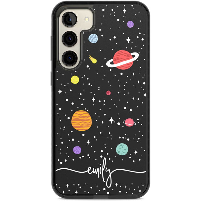 Personalised Cute Cartoon Planets Phone Case Samsung S22 Plus / Black Impact Case,Samsung S23 Plus / Black Impact Case Blanc Space