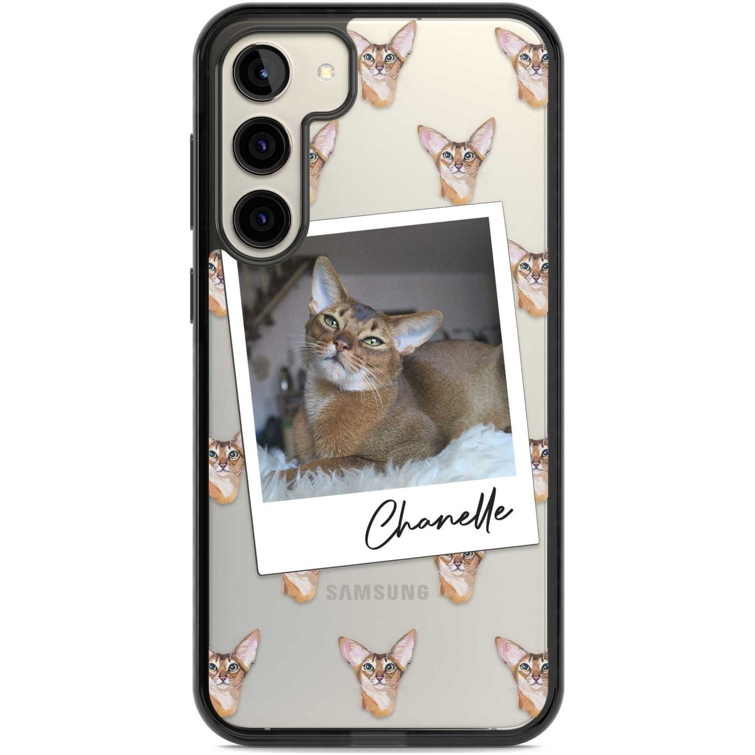 Personalised Abyssinian Cat Photo Custom Phone Case Samsung S22 Plus / Black Impact Case,Samsung S23 Plus / Black Impact Case Blanc Space