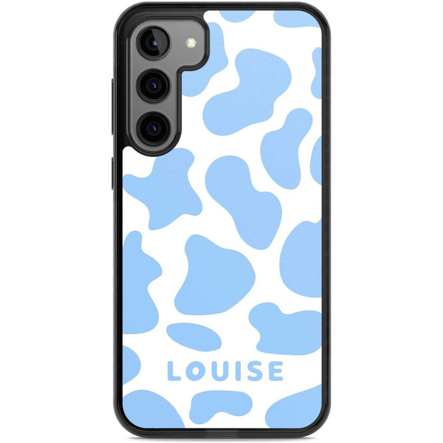 Personalised Blue and White Cow Print Custom Phone Case Samsung S22 Plus / Black Impact Case,Samsung S23 Plus / Black Impact Case Blanc Space