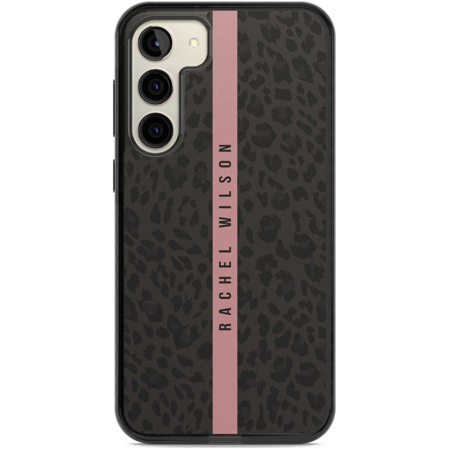 Personalised Pink Stripe Leopard Pattern Custom Phone Case Samsung S22 Plus / Black Impact Case,Samsung S23 Plus / Black Impact Case Blanc Space