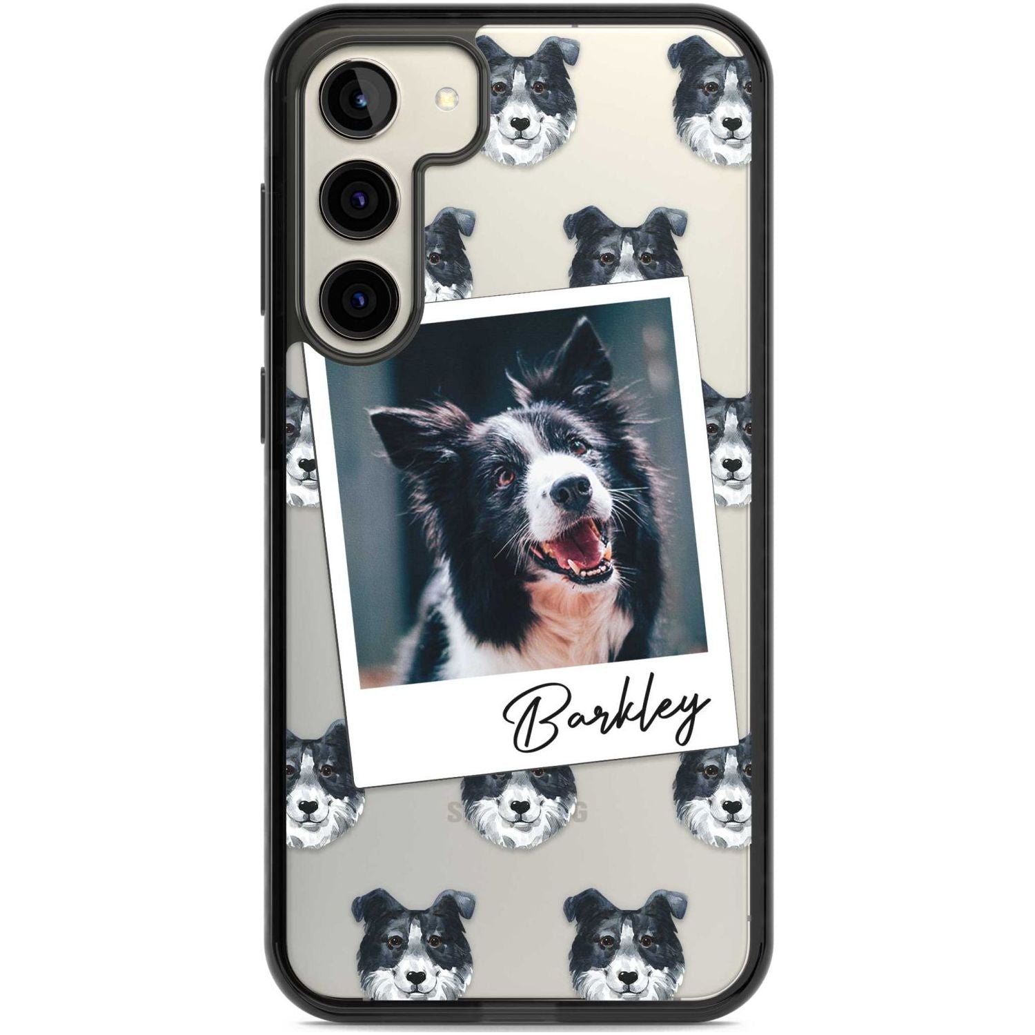 Personalised Border Collie - Dog Photo Custom Phone Case Samsung S22 Plus / Black Impact Case,Samsung S23 Plus / Black Impact Case Blanc Space