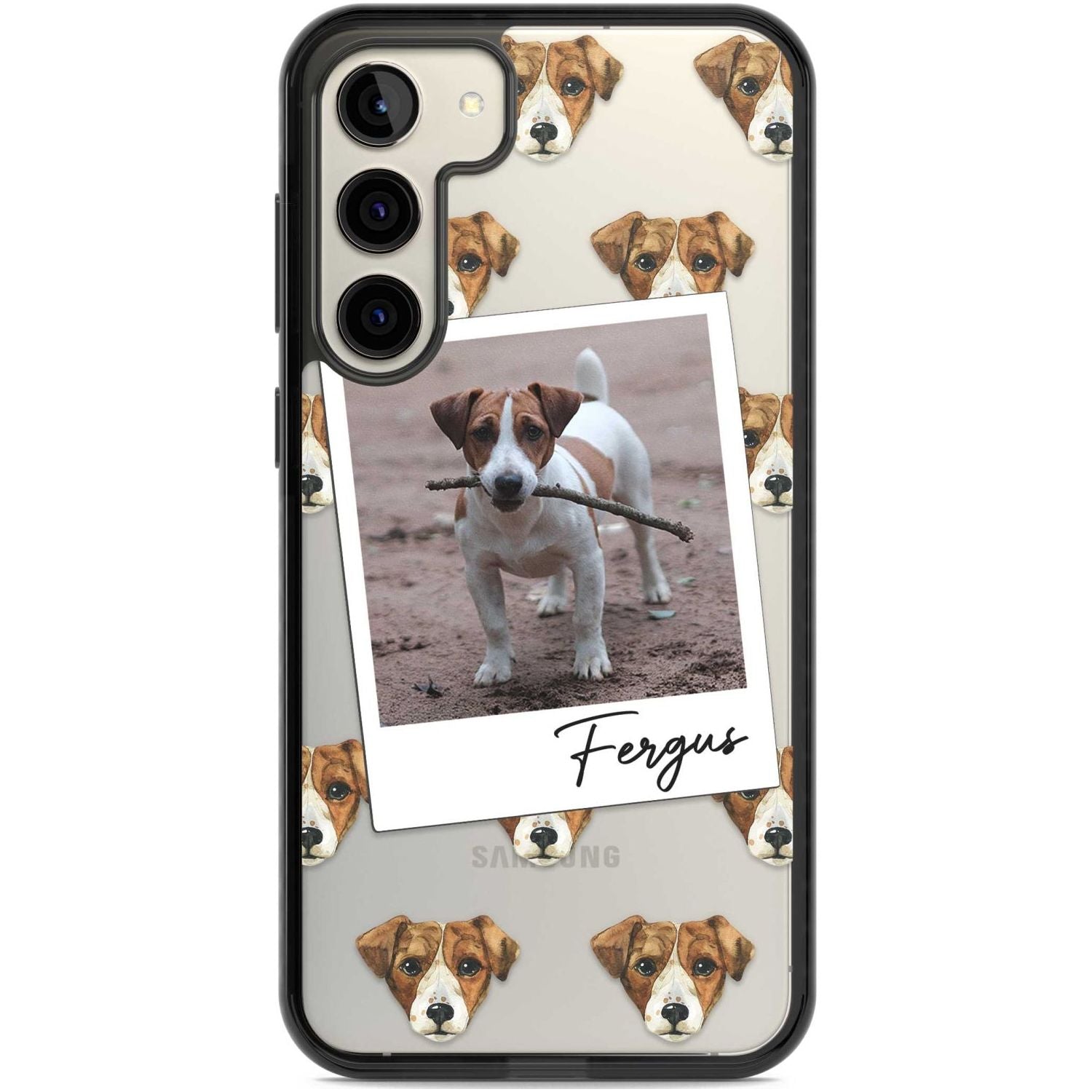 Personalised Jack Russell - Dog Photo Custom Phone Case Samsung S22 Plus / Black Impact Case,Samsung S23 Plus / Black Impact Case Blanc Space