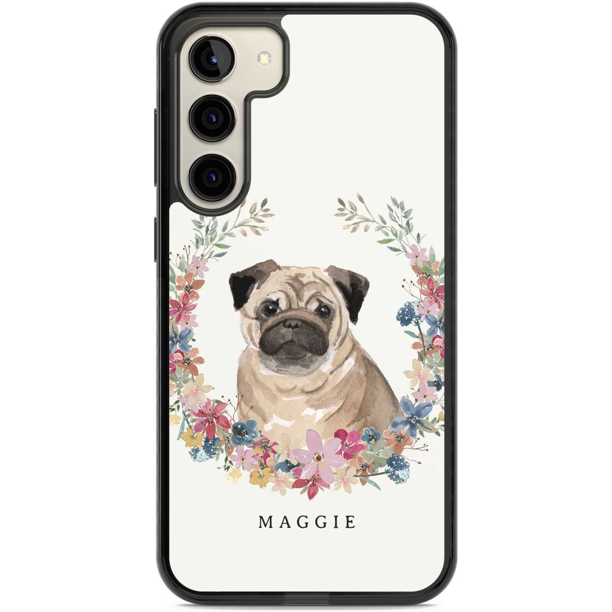 Personalised Pug - Watercolour Dog Portrait Custom Phone Case Samsung S22 Plus / Black Impact Case,Samsung S23 Plus / Black Impact Case Blanc Space