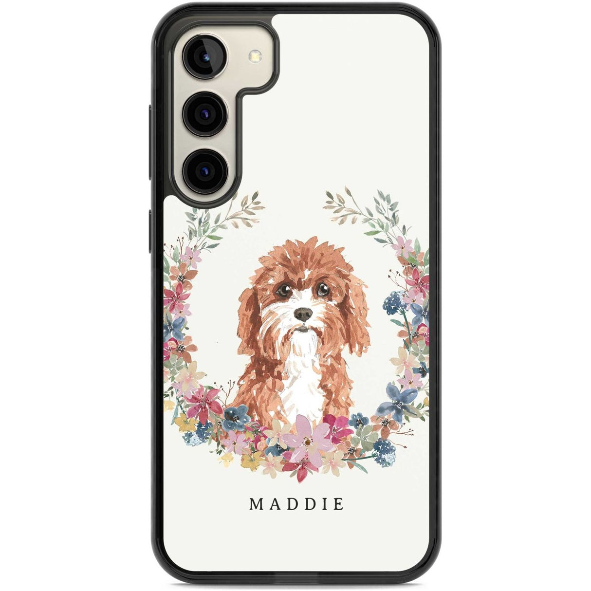 Personalised Cavapoo - Watercolour Dog Portrait Custom Phone Case Samsung S22 Plus / Black Impact Case,Samsung S23 Plus / Black Impact Case Blanc Space
