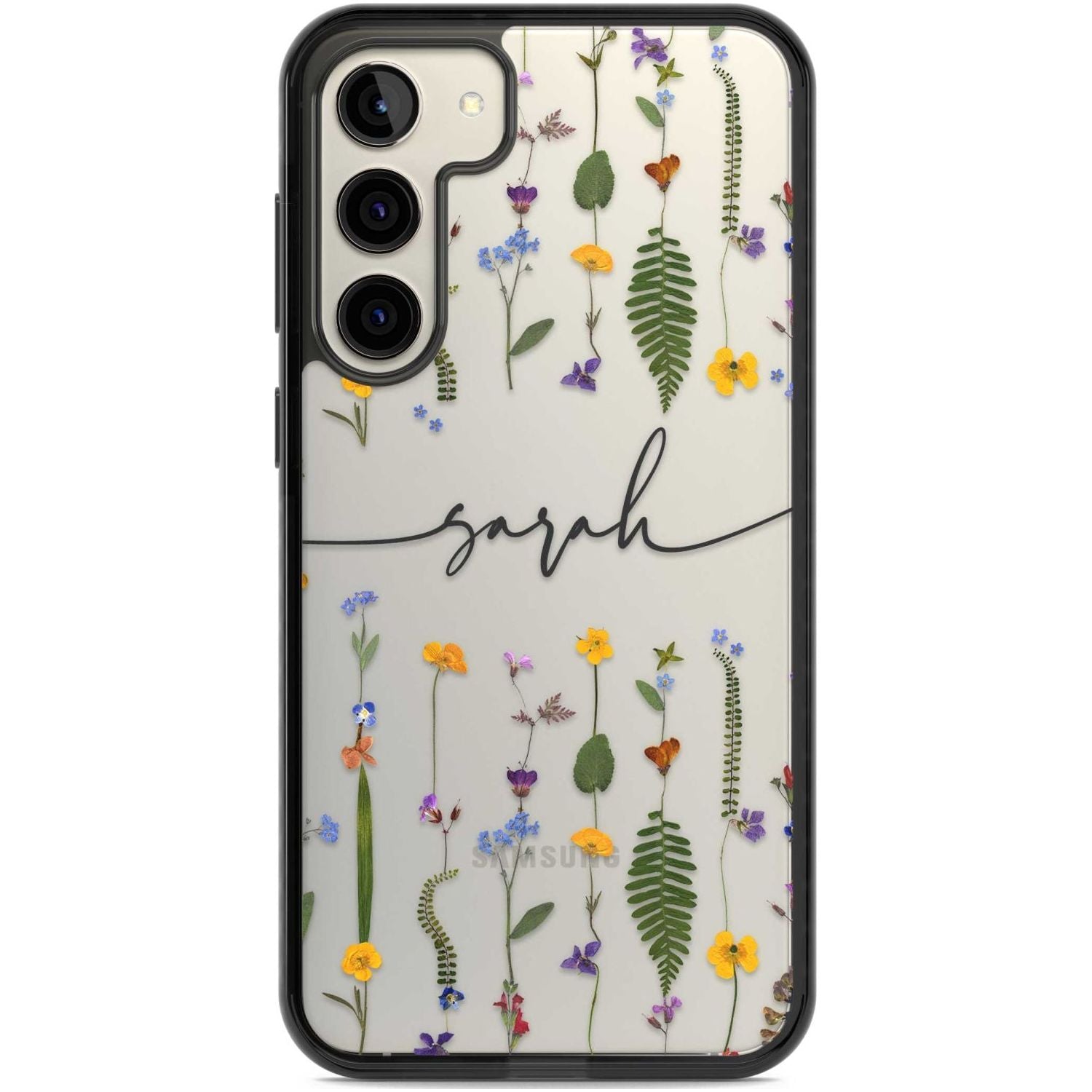 Personalised Wildflower Floral Custom Phone Case Samsung S22 Plus / Black Impact Case,Samsung S23 Plus / Black Impact Case Blanc Space