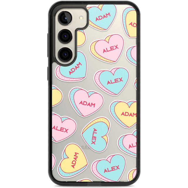 Personalised Text Love Hearts Custom Phone Case Samsung S22 Plus / Black Impact Case,Samsung S23 Plus / Black Impact Case Blanc Space
