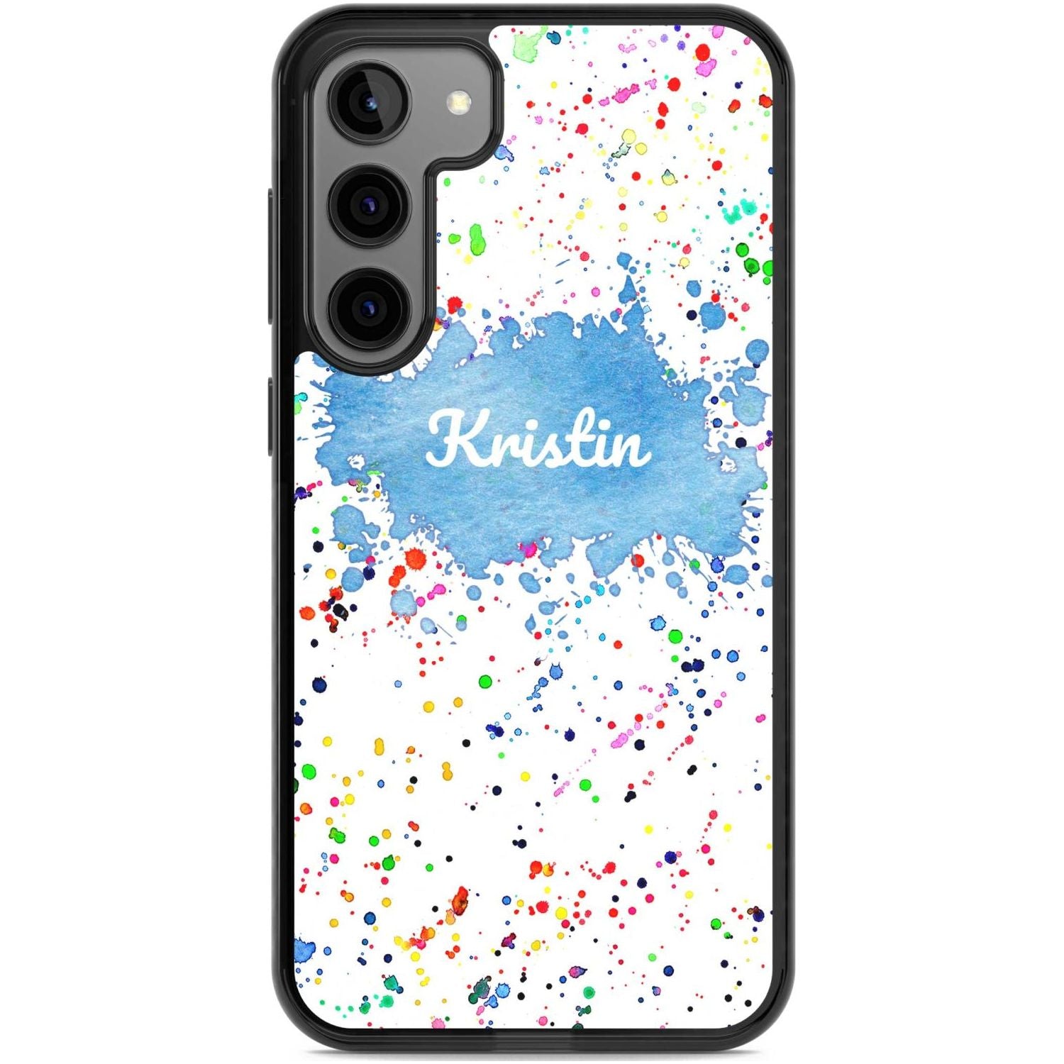 Personalised Rainbow Paint Splatter Custom Phone Case Samsung S22 Plus / Black Impact Case,Samsung S23 Plus / Black Impact Case Blanc Space