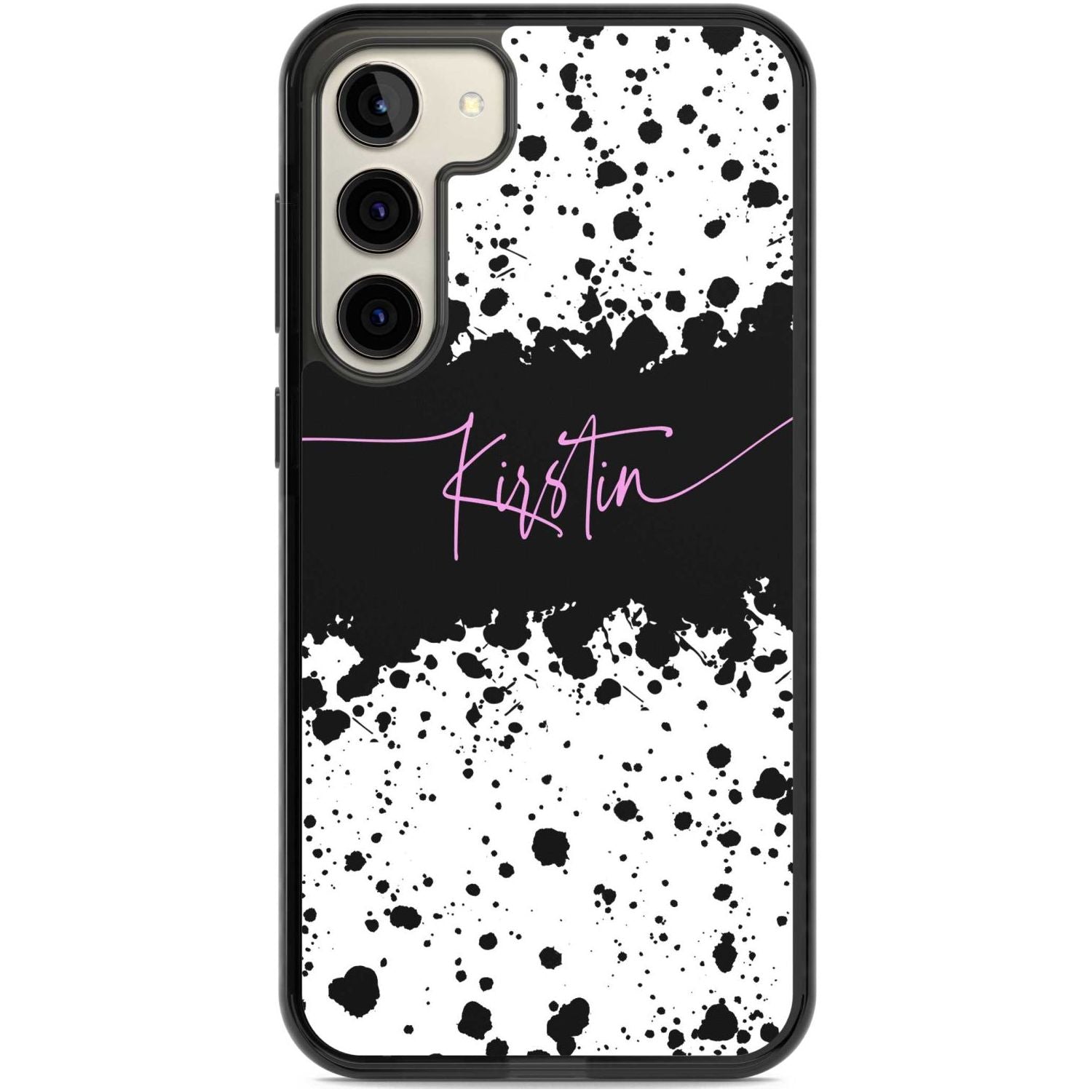 Personalised Black & White Paint Splatters Custom Phone Case Samsung S22 Plus / Black Impact Case,Samsung S23 Plus / Black Impact Case Blanc Space