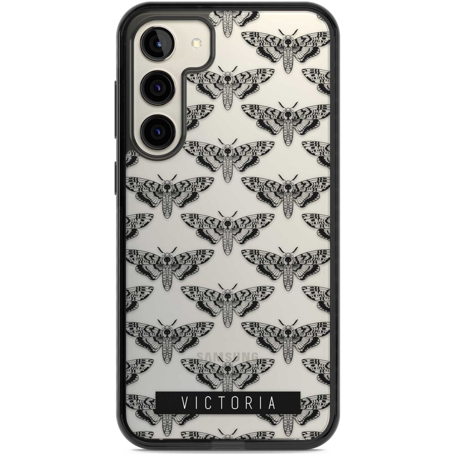 Personalised Hawk Moth Pattern Custom Phone Case Samsung S22 Plus / Black Impact Case,Samsung S23 Plus / Black Impact Case Blanc Space