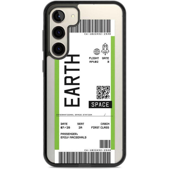 Personalised Earth Space Travel Ticket Custom Phone Case Samsung S22 Plus / Black Impact Case,Samsung S23 Plus / Black Impact Case Blanc Space