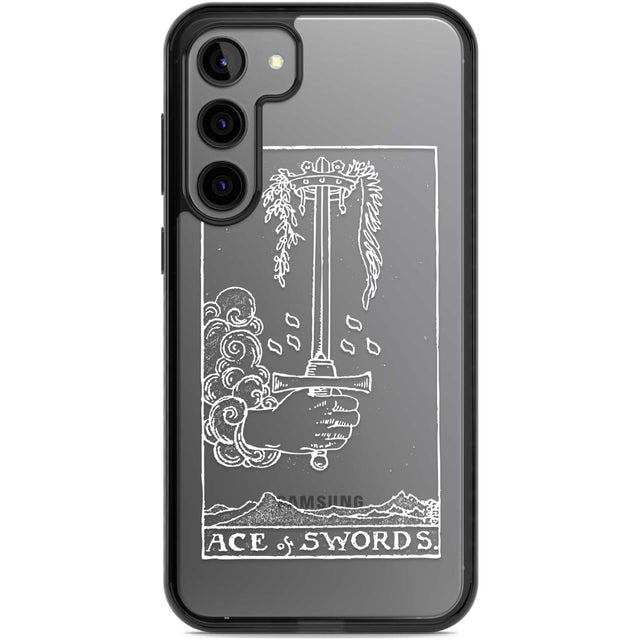 Personalised Ace of Swords Tarot Card - White Transparent Custom Phone Case Samsung S22 Plus / Black Impact Case,Samsung S23 Plus / Black Impact Case Blanc Space