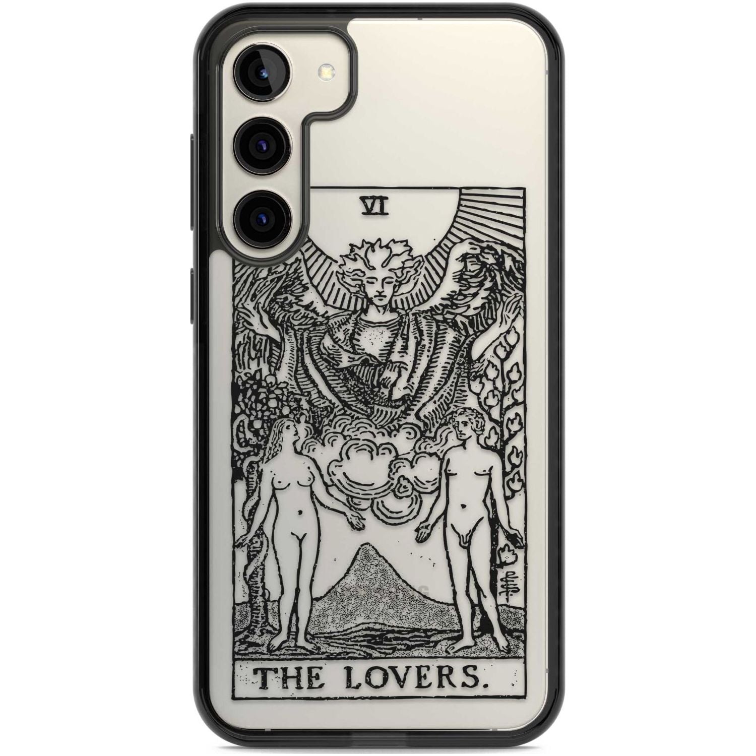 Personalised The Lovers Tarot Card - Transparent Custom Phone Case Samsung S22 Plus / Black Impact Case,Samsung S23 Plus / Black Impact Case Blanc Space