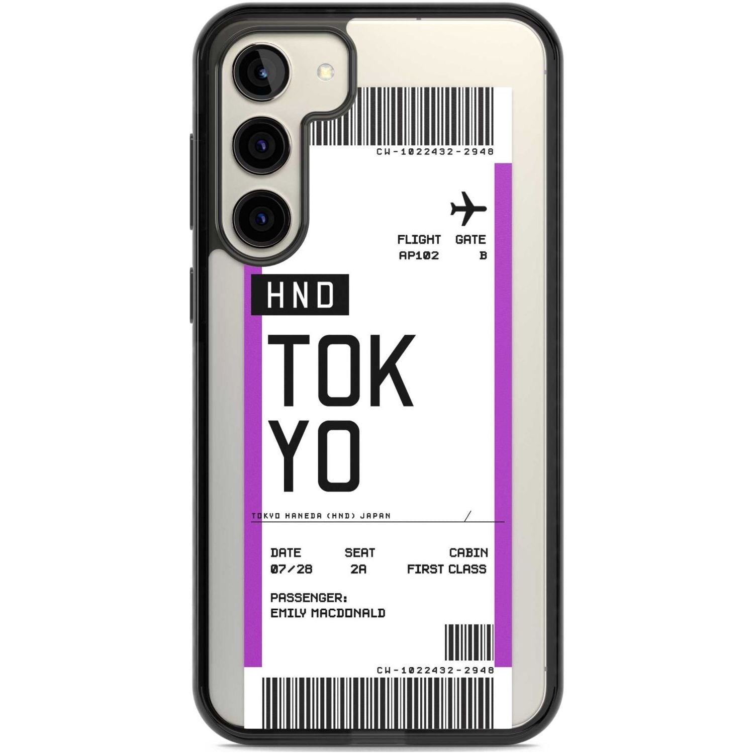 Personalised Tokyo Boarding Pass Custom Phone Case Samsung S22 Plus / Black Impact Case,Samsung S23 Plus / Black Impact Case Blanc Space