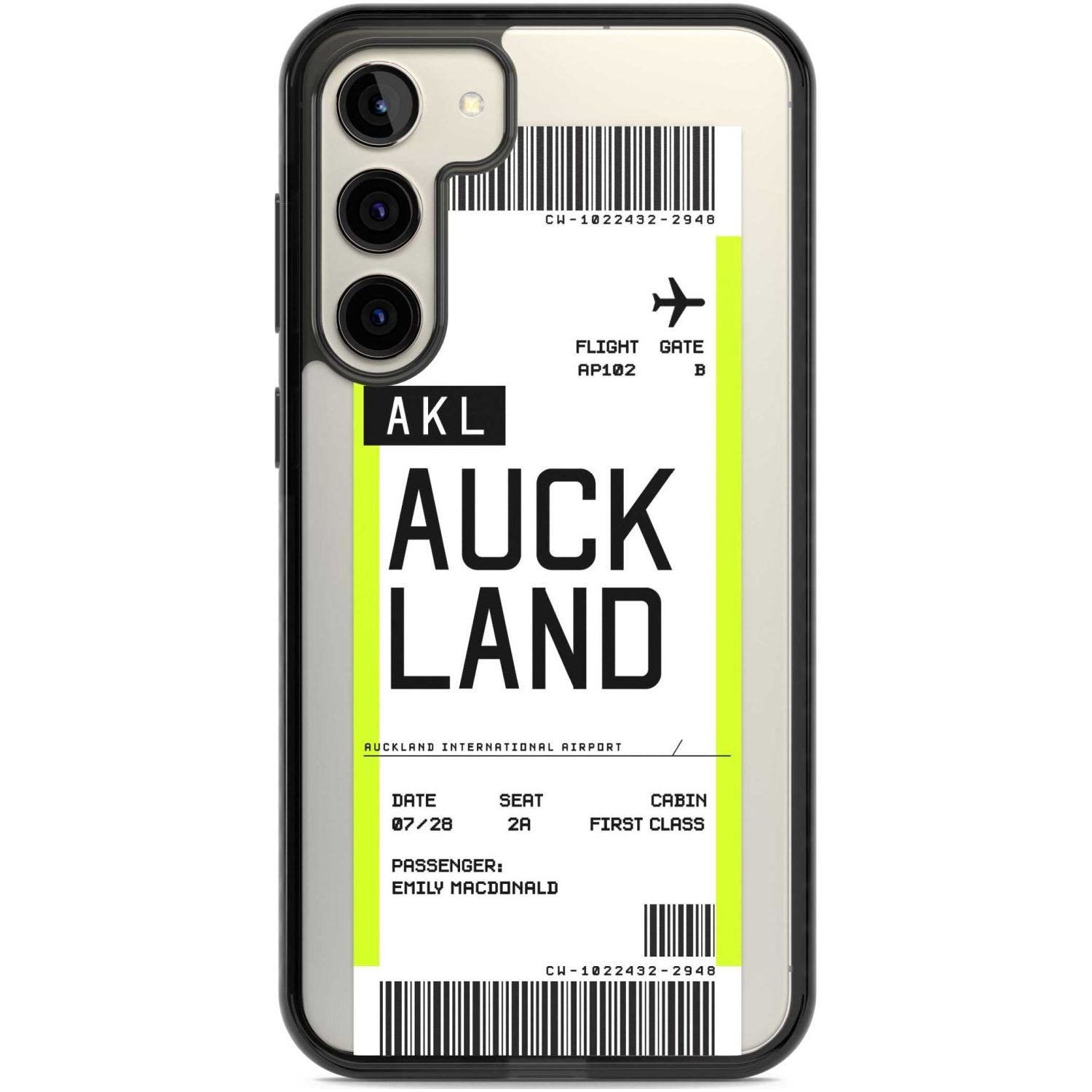 Personalised Auckland Boarding Pass Custom Phone Case Samsung S22 Plus / Black Impact Case,Samsung S23 Plus / Black Impact Case Blanc Space