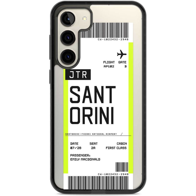 Personalised Santorini Boarding Pass Custom Phone Case Samsung S22 Plus / Black Impact Case,Samsung S23 Plus / Black Impact Case Blanc Space