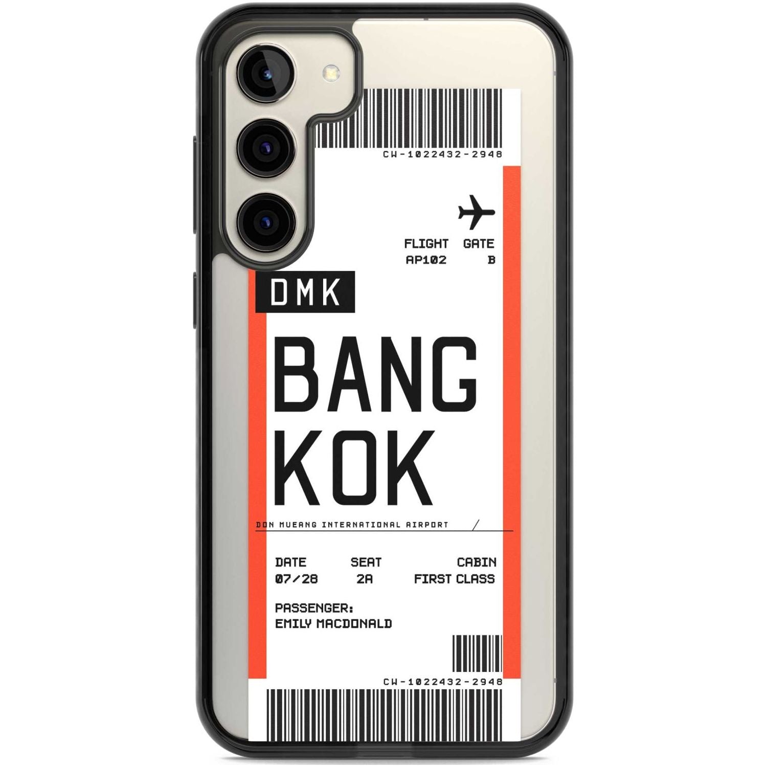 Personalised Bangkok Boarding Pass Custom Phone Case Samsung S22 Plus / Black Impact Case,Samsung S23 Plus / Black Impact Case Blanc Space