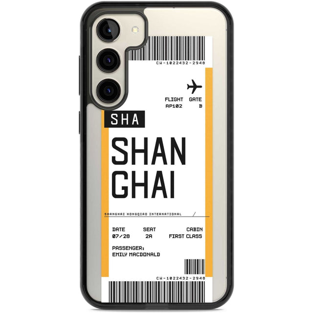 Personalised Shangai Boarding Pass Custom Phone Case Samsung S22 Plus / Black Impact Case,Samsung S23 Plus / Black Impact Case Blanc Space