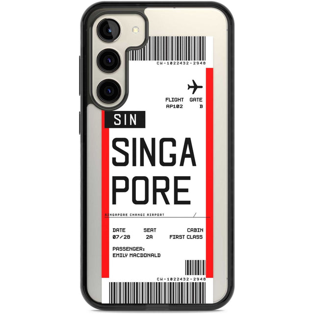 Personalised Singapore Boarding Pass Custom Phone Case Samsung S22 Plus / Black Impact Case,Samsung S23 Plus / Black Impact Case Blanc Space