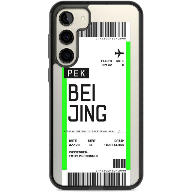 Personalised Beijing Boarding Pass Custom Phone Case Samsung S22 Plus / Black Impact Case,Samsung S23 Plus / Black Impact Case Blanc Space