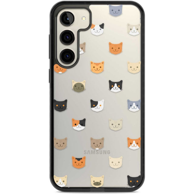 Cute Cat Face Transparent Phone Case Samsung S22 Plus / Black Impact Case,Samsung S23 Plus / Black Impact Case Blanc Space
