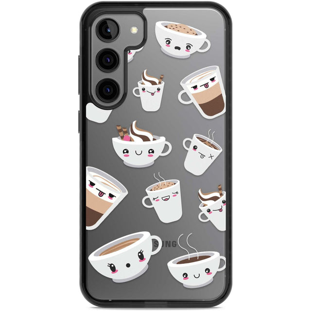 Coffee Faces Phone Case Samsung S22 Plus / Black Impact Case,Samsung S23 Plus / Black Impact Case Blanc Space