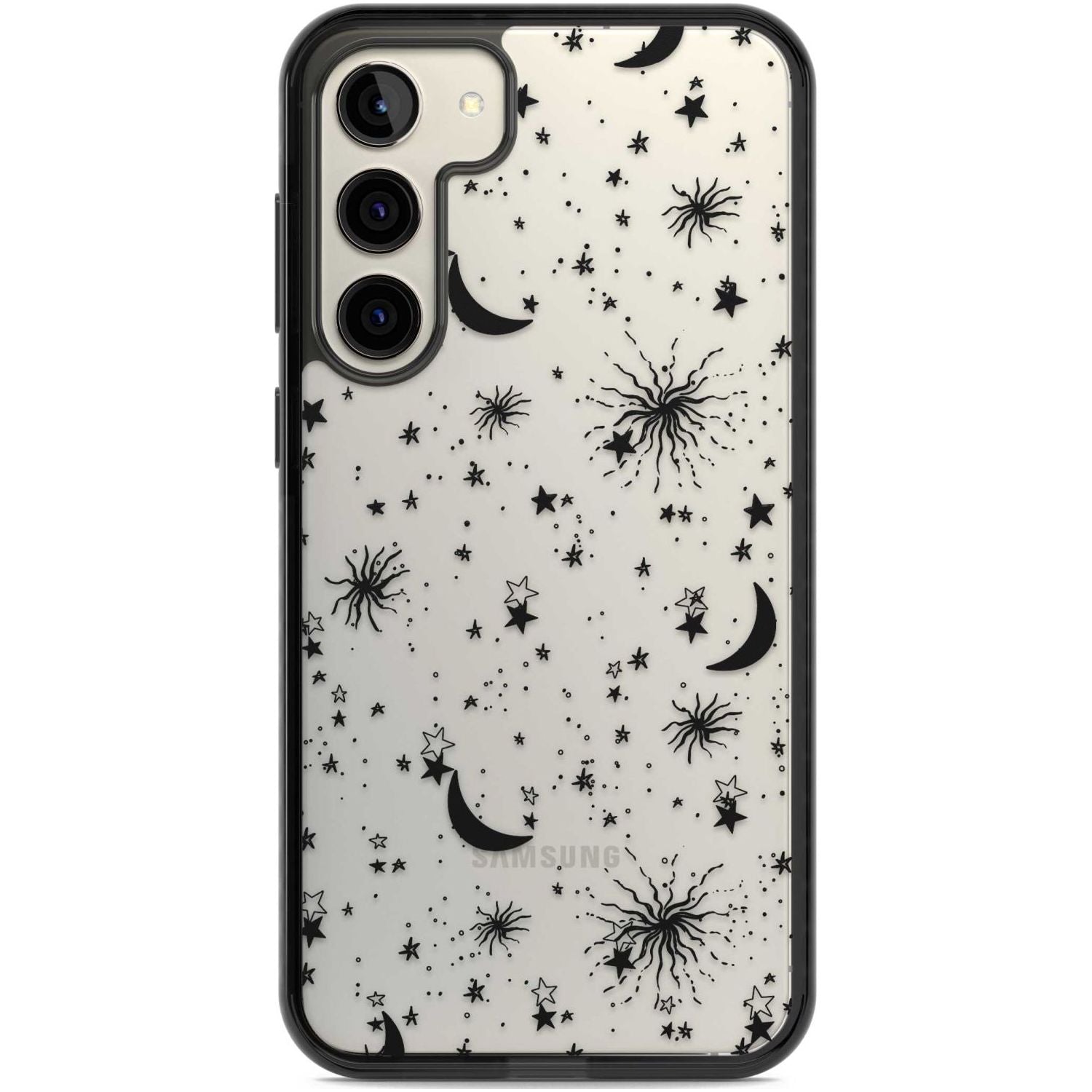 Moons & Stars Phone Case Samsung S22 Plus / Black Impact Case,Samsung S23 Plus / Black Impact Case Blanc Space