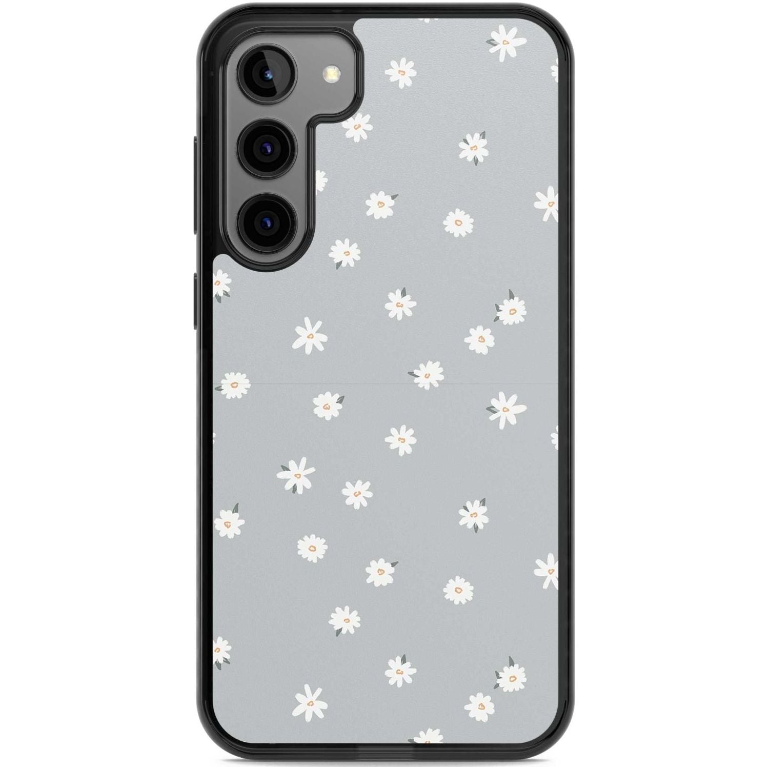 Painted Daisy Blue-Grey Cute Phone Case Samsung S22 Plus / Black Impact Case,Samsung S23 Plus / Black Impact Case Blanc Space