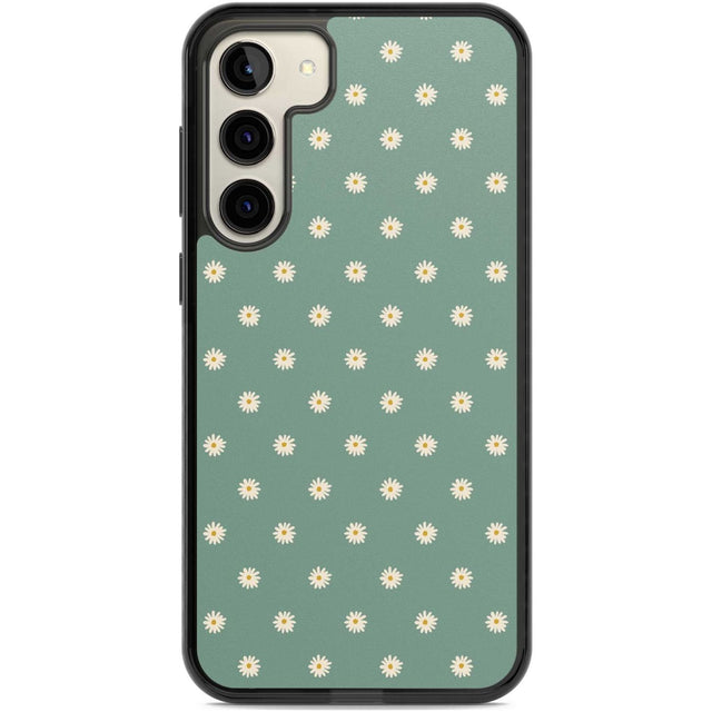 Daisy Pattern Teal Cute Floral Phone Case Samsung S22 Plus / Black Impact Case,Samsung S23 Plus / Black Impact Case Blanc Space