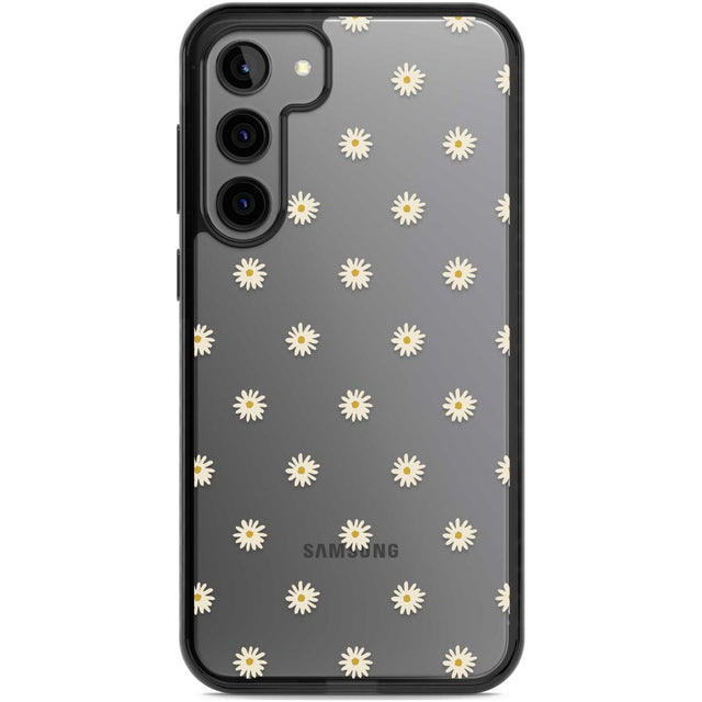Daisy Pattern Transparent Cute Floral Phone Case Samsung S22 Plus / Black Impact Case,Samsung S23 Plus / Black Impact Case Blanc Space